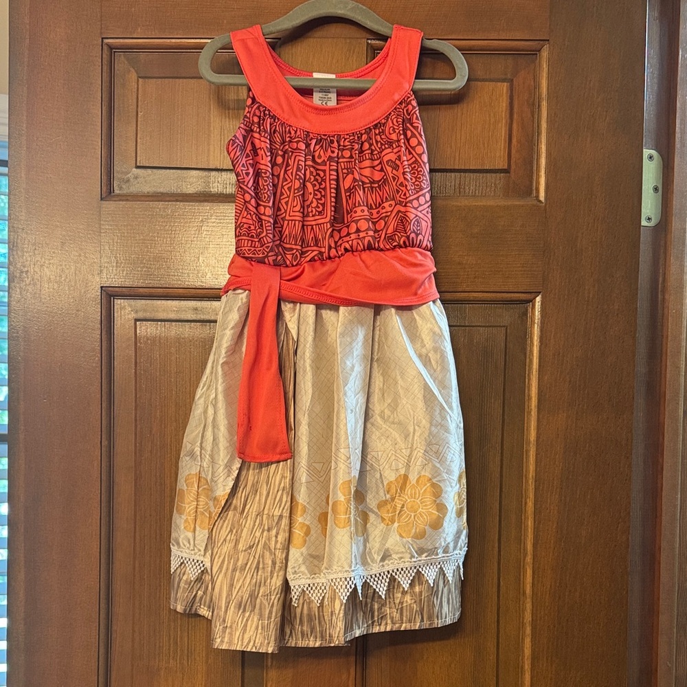 Kids Moana Costume Dress - Red and Tan